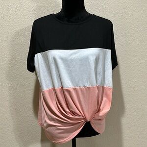 Pink & Black Striped Tee